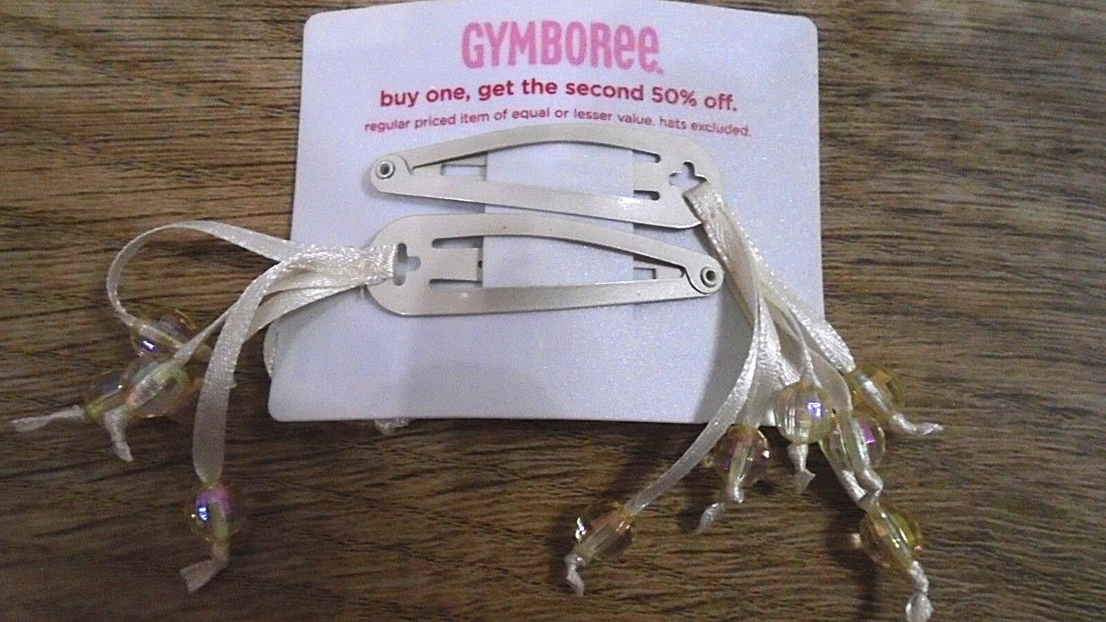 NWT GYMBOREE GIRLS LOT 2PR PEARL COLOR HAIR BOWS CLIPS BEADS RARE VINTAGE PARTY
