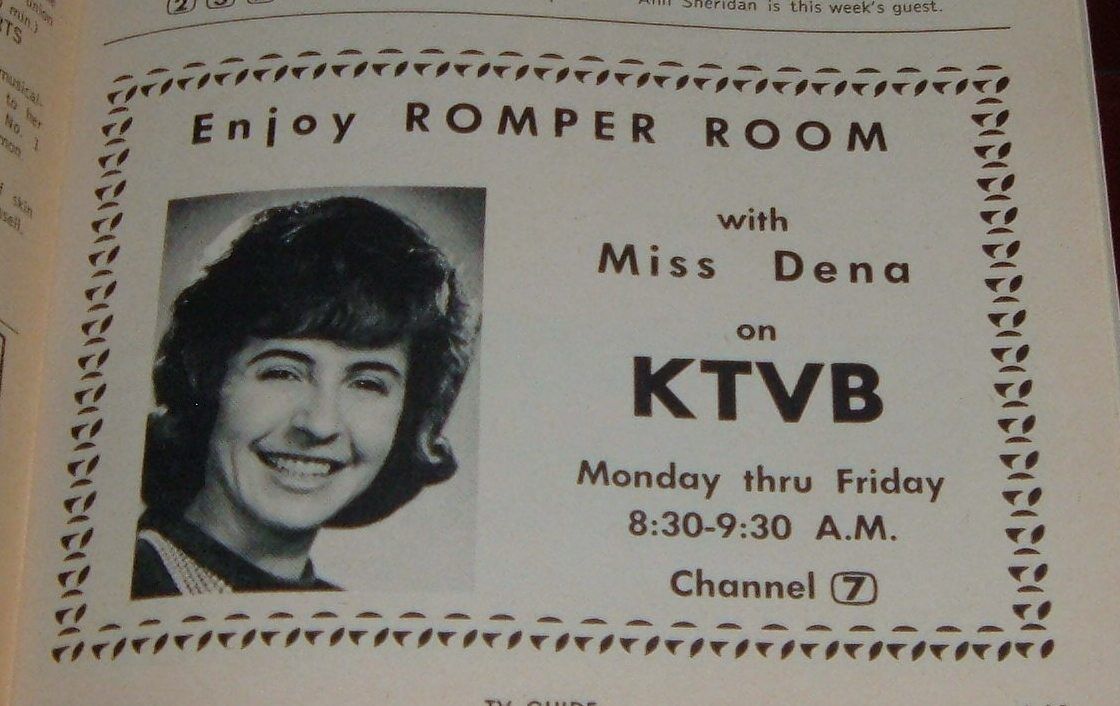 1965 KTVB TV AD~BOISE IDAHO ROMPER ROOM HOST MISS DENA~5 X 4 WONDERFUL SHAPE