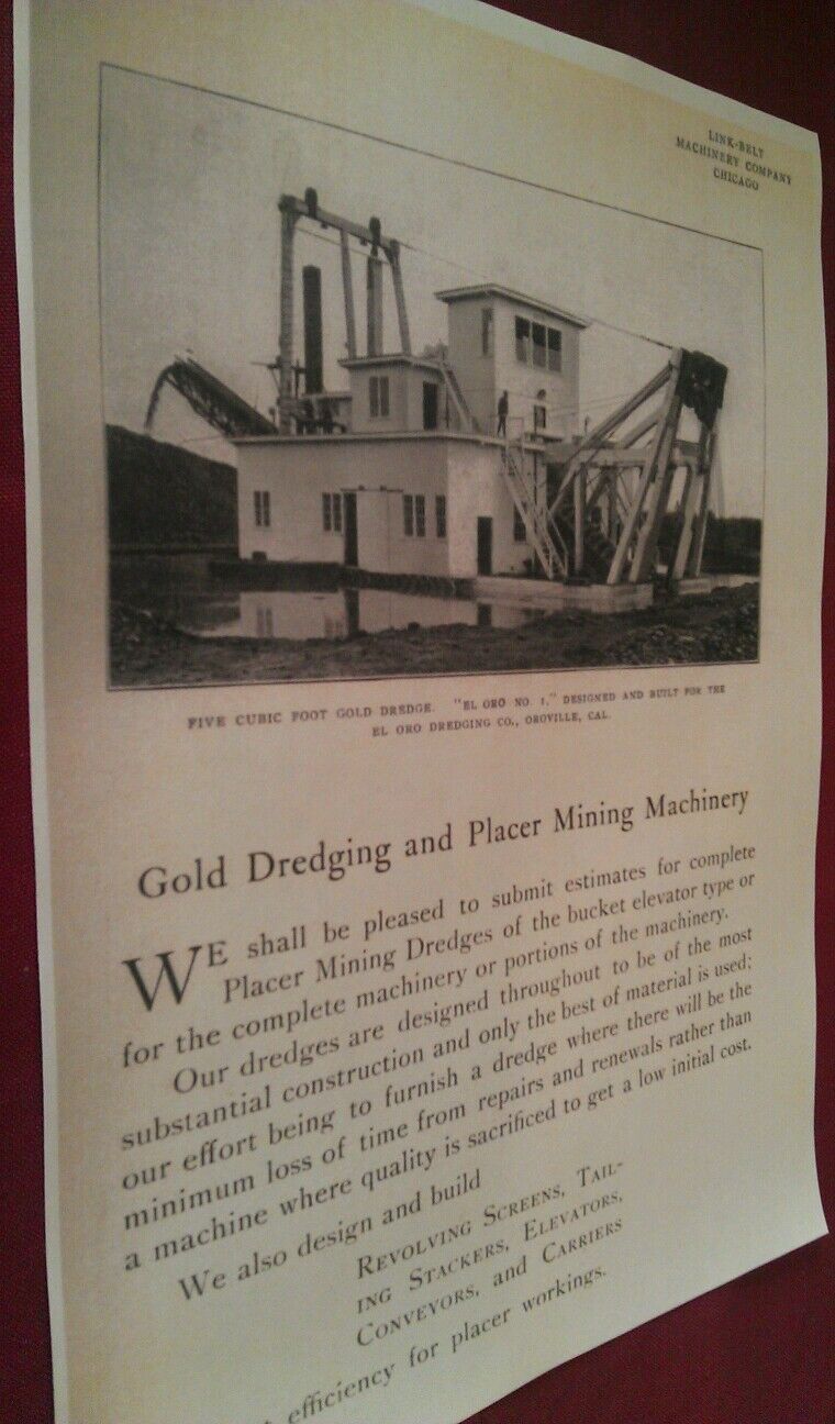 1905 Link Belt Gold Dredge Ad Dredging Mining \
