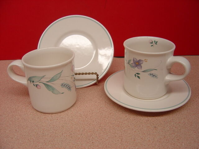 Pfaltzgraff China APRIL Two Cup and Saucer Sets 3 1/4\