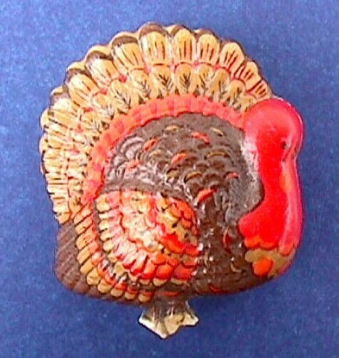 Rare HALLMARK Pin THANKSGIVING Old TURKEY 1970s Holiday BROOCH Jewelry Vintage
