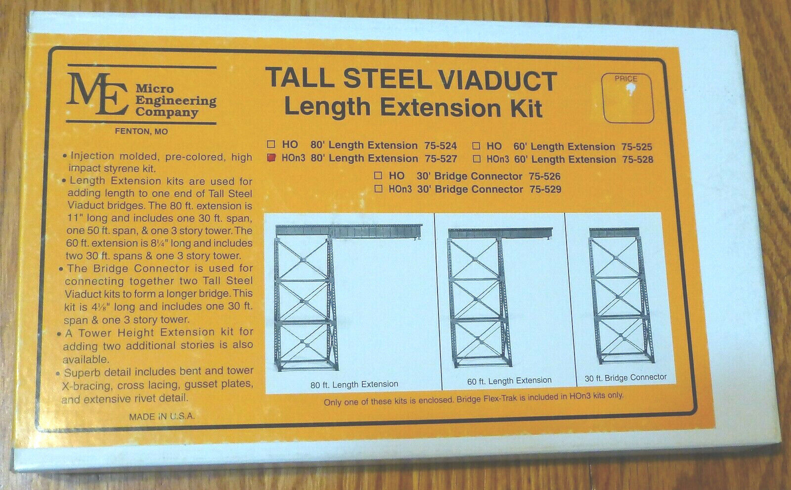 Micro Engineering Company HOn3 #75-527 Tall Steel Viaduct Length Extension - 80\'