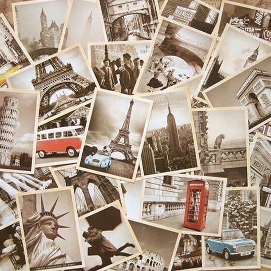 LOT of 32 Vintage RetroOld Travel Postcards Cards Posters art deco 
