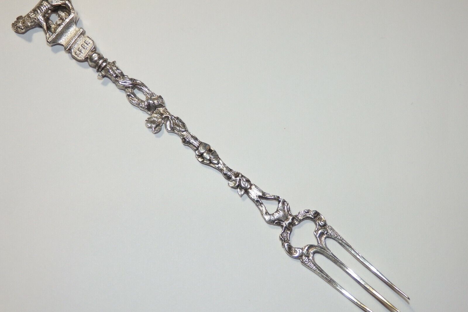 Antique 800 Sterling Silver Rome Roma Spor Romulus Remus Figural Cocktail Fork