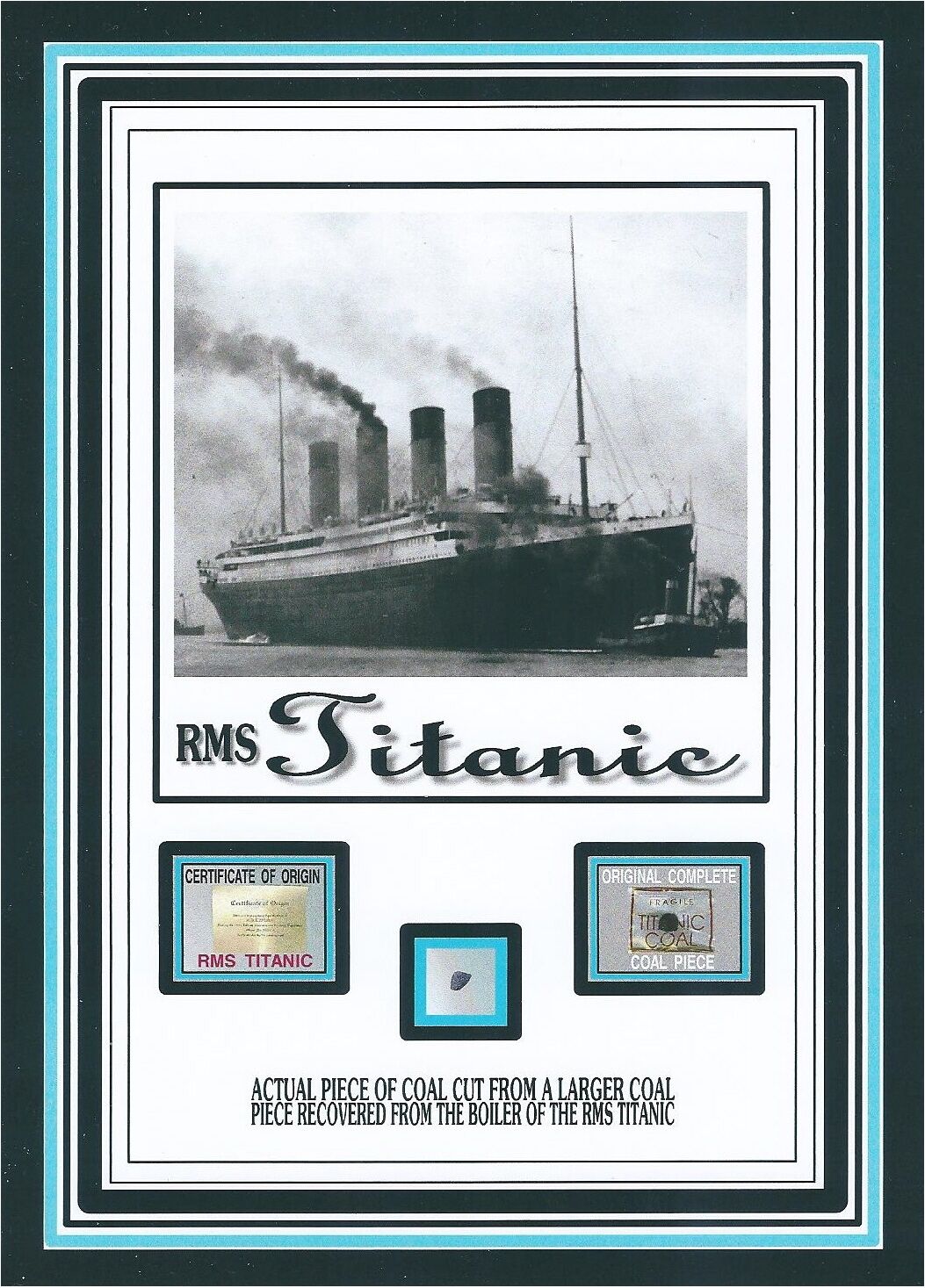 Actual COAL from THE TITANIC boilers, White Star line 1912 sinking genuine w/COA