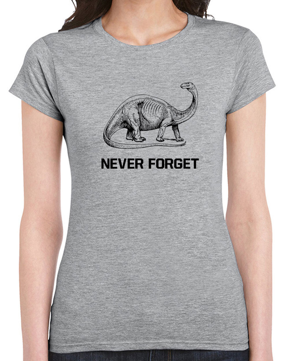 376 Never Forget womens T-shirt dinosaur lover jurassic vintage retro long neck