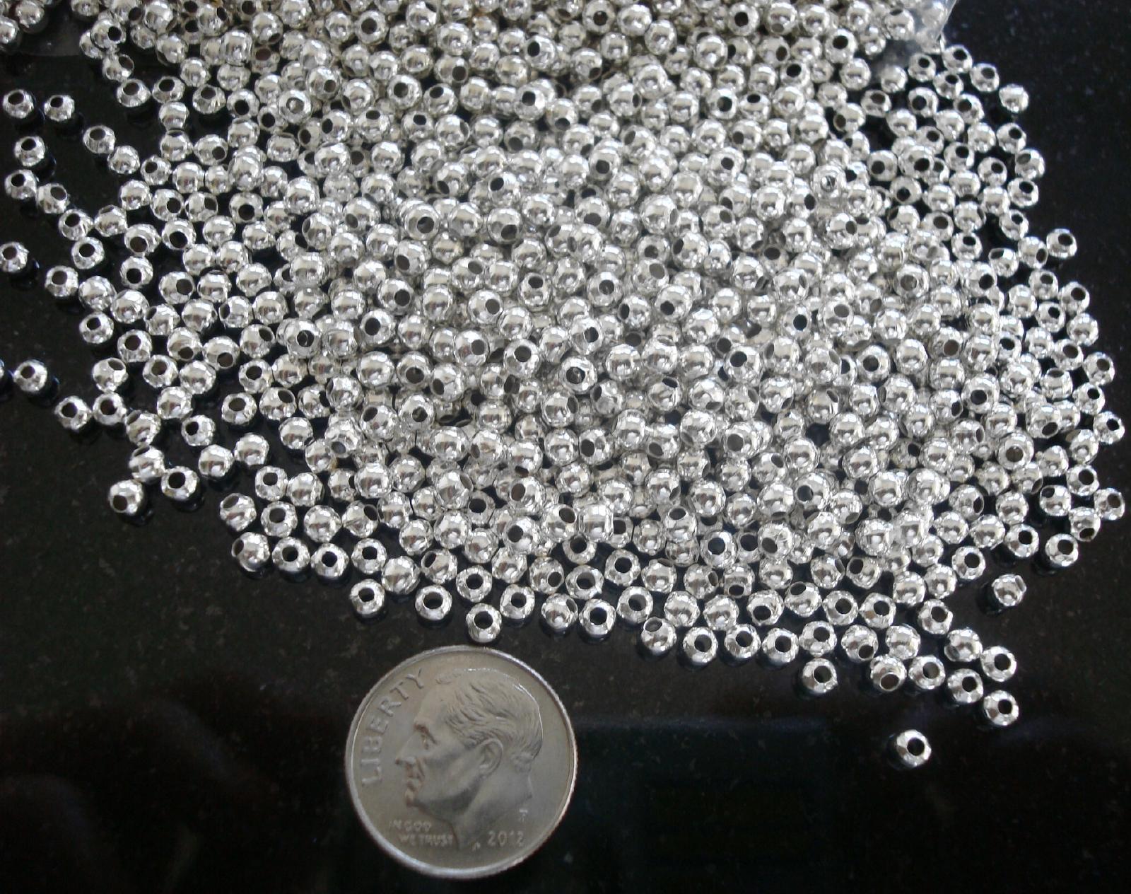 Sterling silver plated 3mm seamed smooth round spacer beads 500 pc lot fpb024