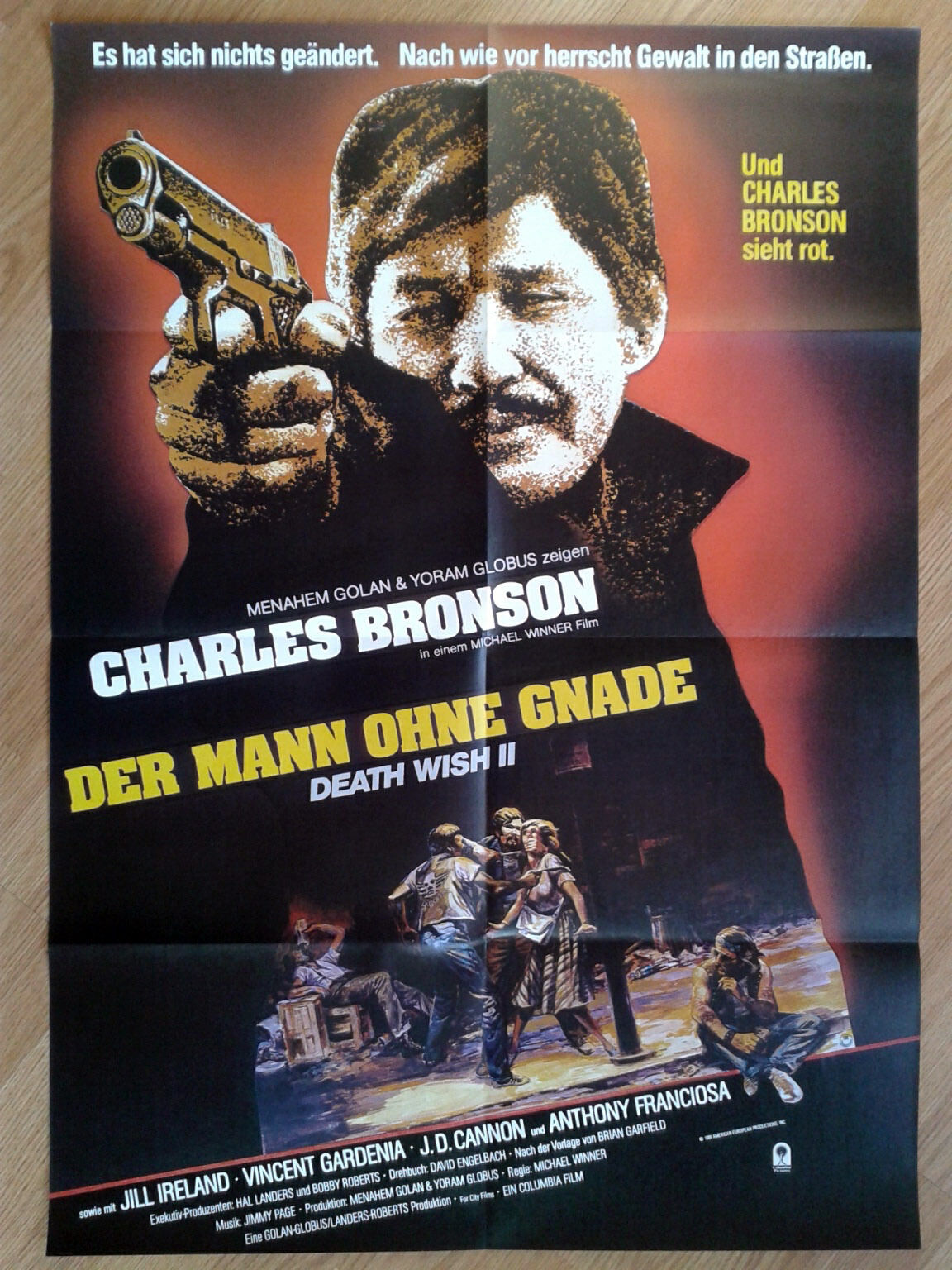 DEATH WISH II rare vintage German 1-sheet poster 1982 CHARLES BRONSON 