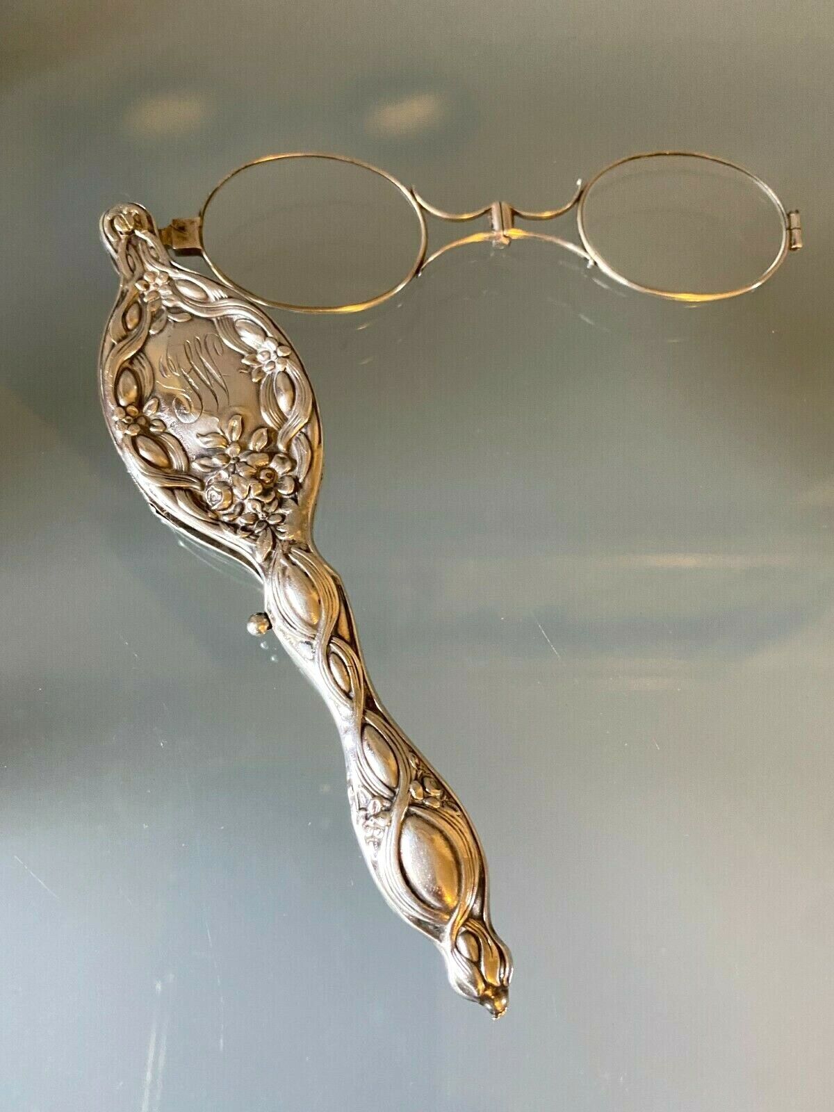 Krementz Sterling Silver Vermeil Chatelaine Lorgnette/Opera Glasses - Victorian