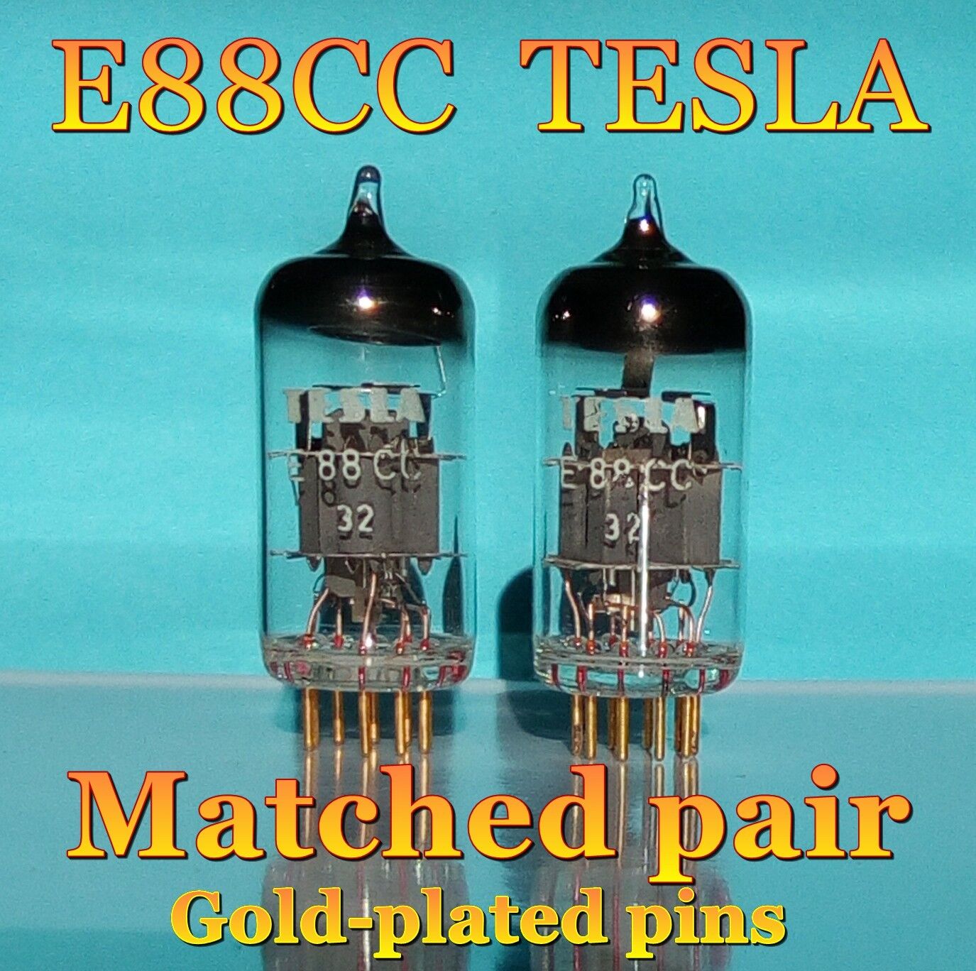2x TESLA  E88CC (6922) Matched pair GOLD plated-pin NOS