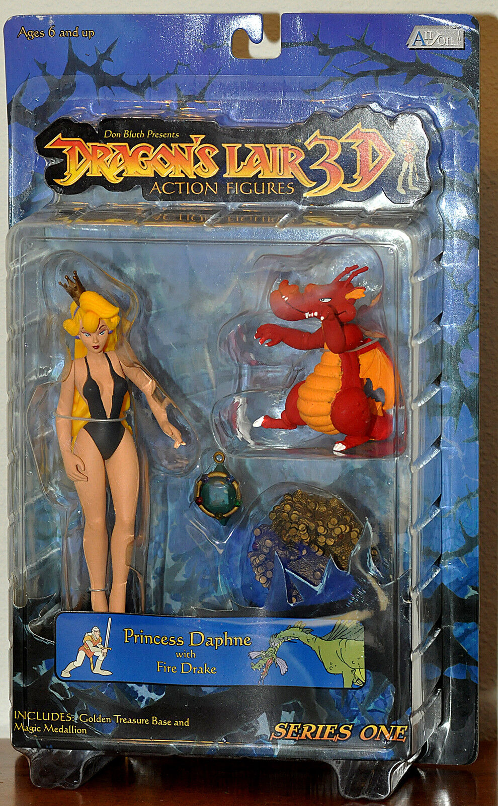 Dragon\'s Lair 3D Princess Daphne figure with Fire Drake MOC VHTF 1983 Don Bluth