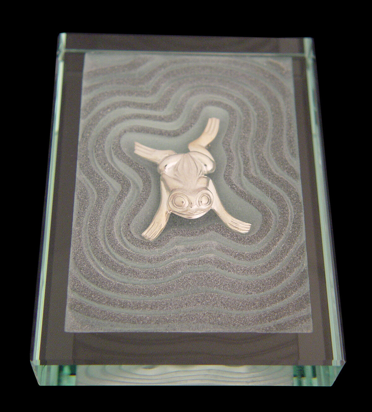 Bill Reid Haida Sterling Silver Frog Brooch with Glass Lily Pad with Gift Box