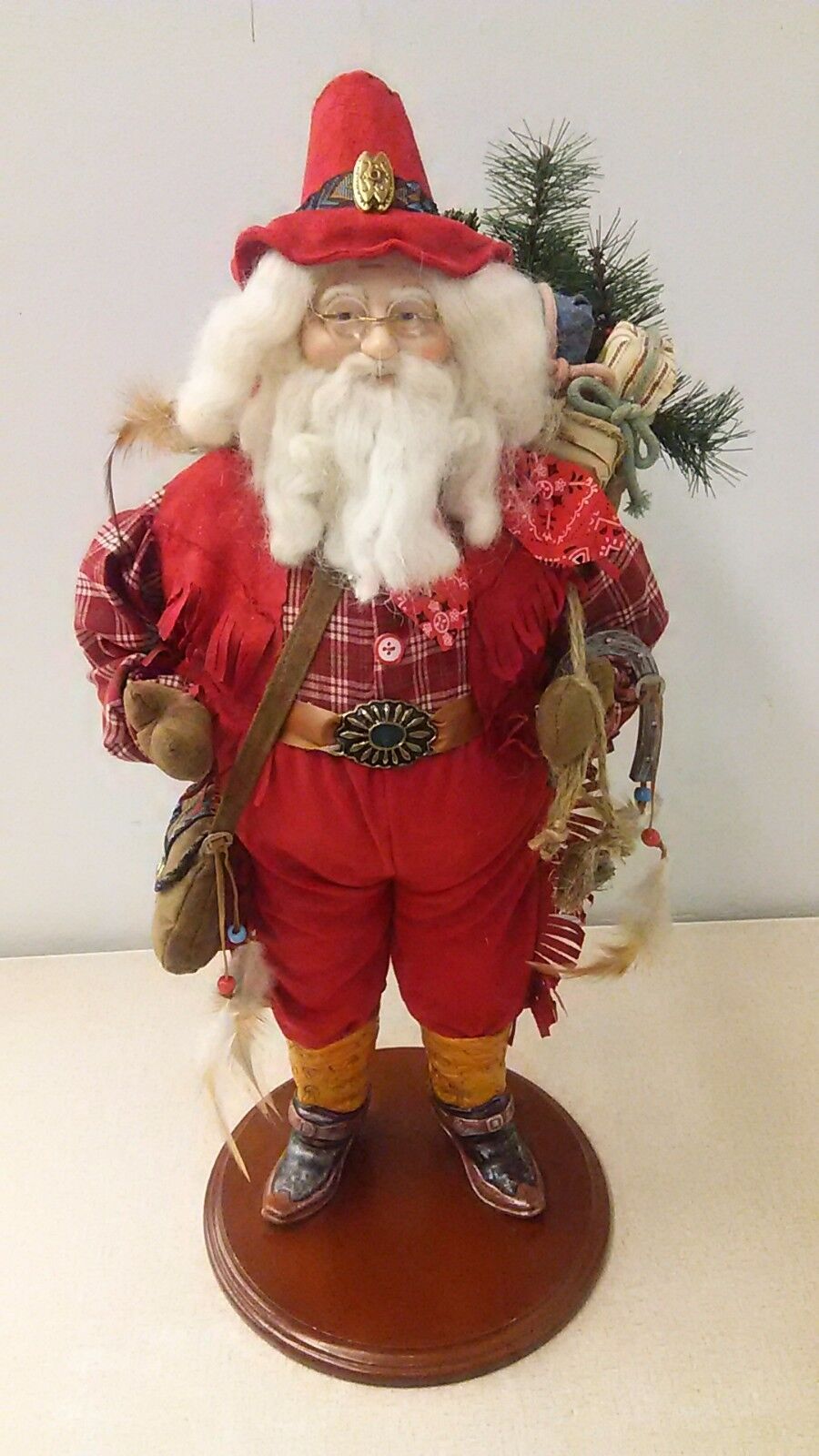 VTG Dept 56 Santa Claus Doll Cowboy Native American Shaman Western 24\