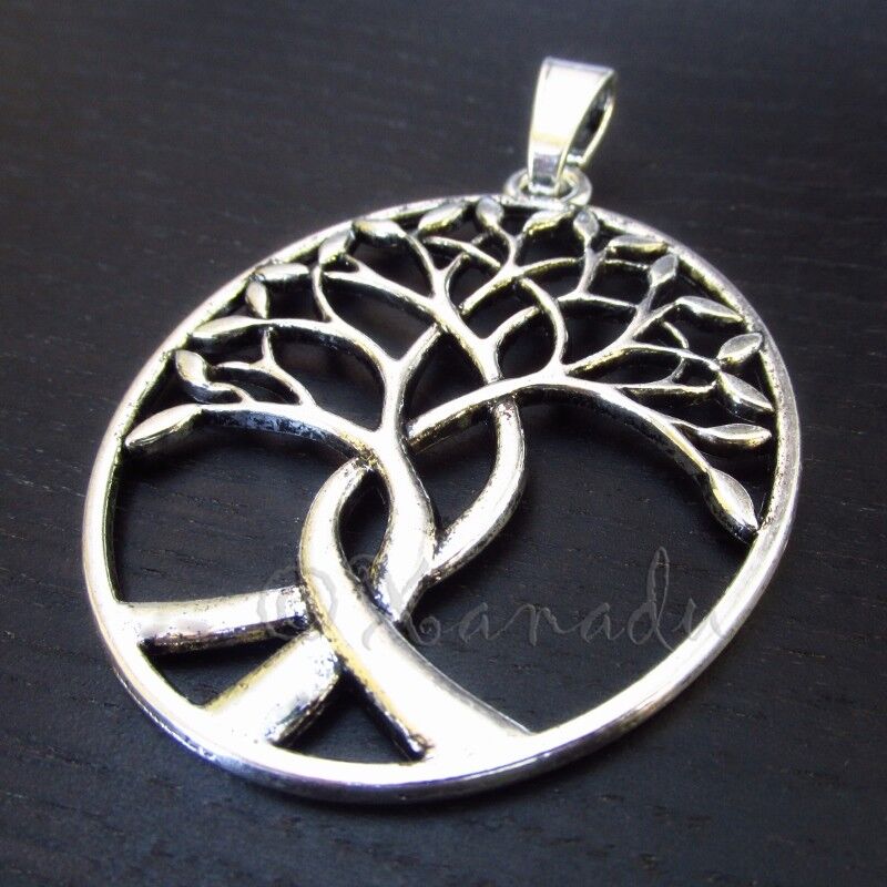 Tree Of Life 80mm Antiqued Silver Plated Necklace Pendant C6928 - 1, 2 Or 5PCs