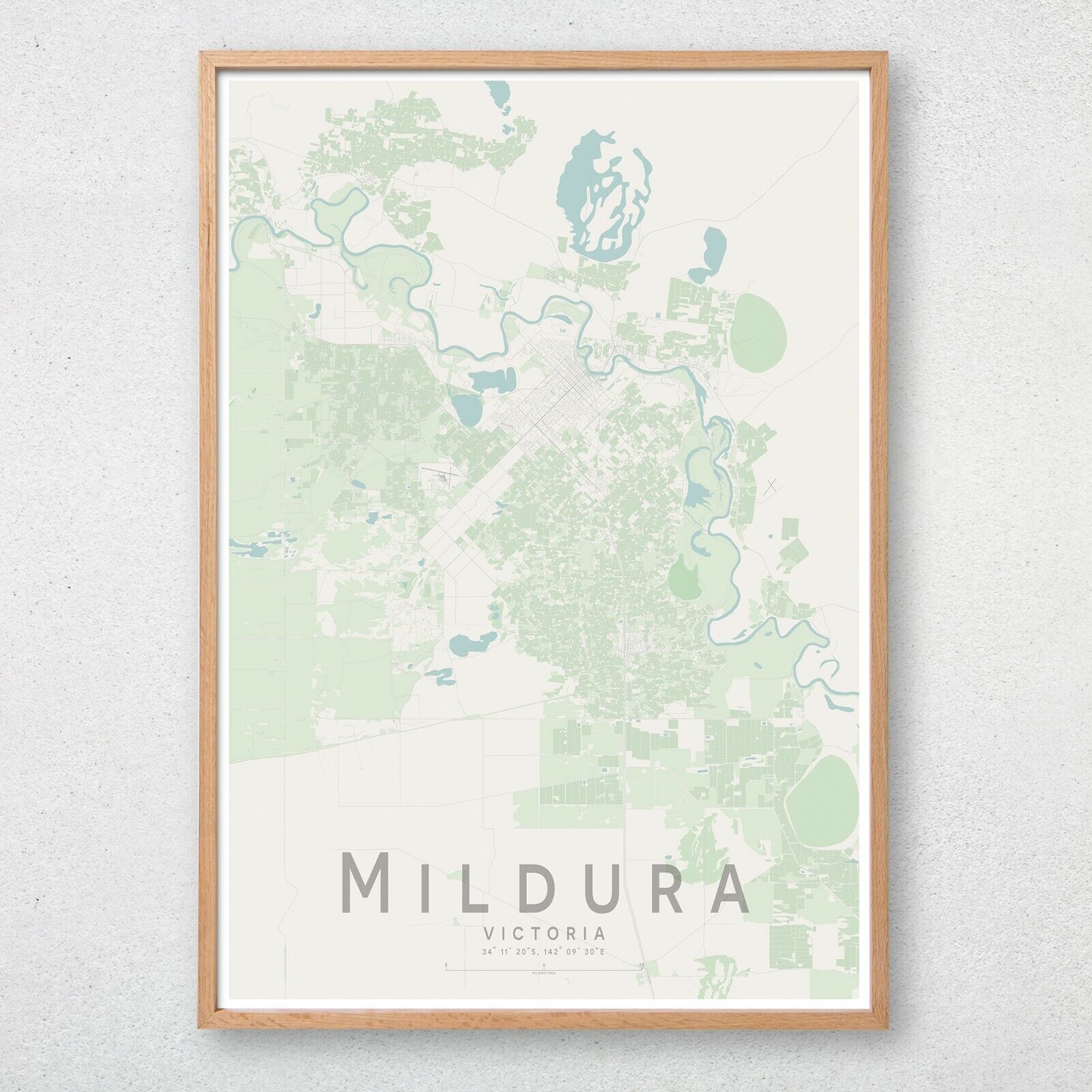 MILDURA Map Print, Australia Wall Art Poster City Map Wall Decor A3 A2 A1