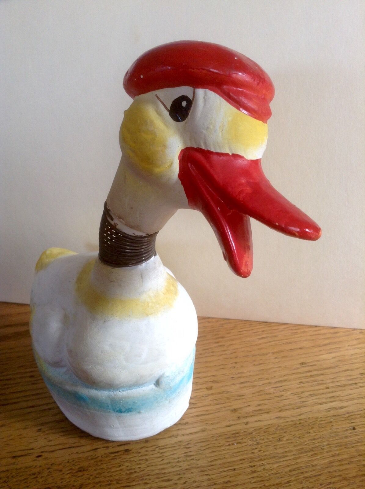 Antique Germany Easter Paper Mâché Duck Bobblehead Nodder Candy Container Large