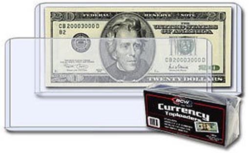 100 BCW 6.5x3 Regular Small US Bill Currency Rigid Plastic Topload Holders