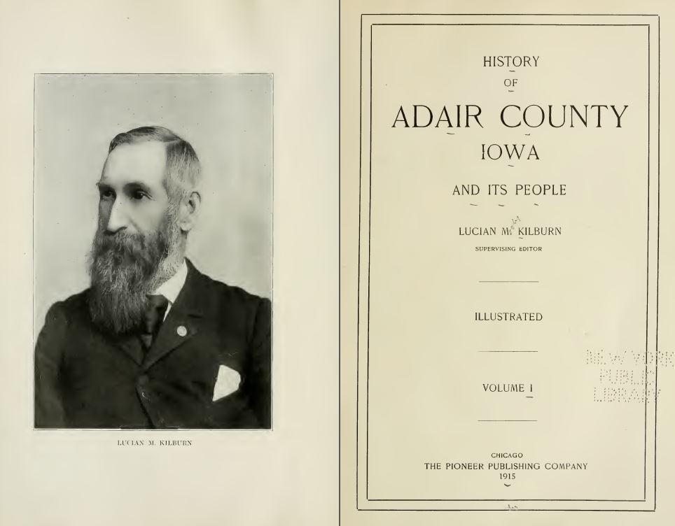 1915 ADAIR County Iowa IA, History and Genealogy Ancestry Family Tree DVD B38