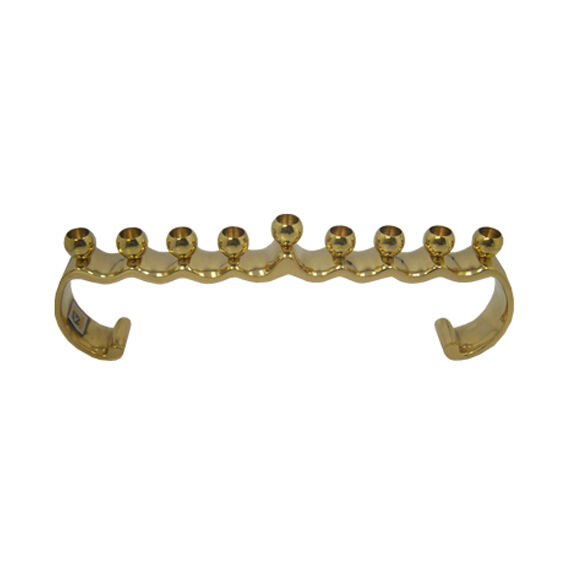 Hanukkah Menorah. Made of Brass. Strip Wave Design. Size: 8\