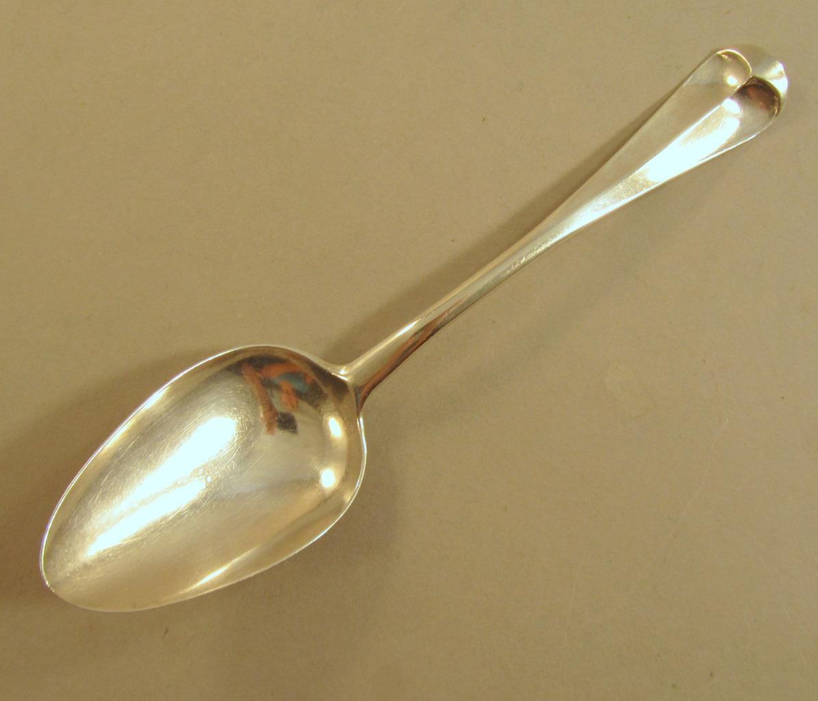 Early 18th c. Rat Tail Tablespoon American ? Marked Heart Shaped Cartouche Mark