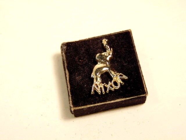 Vintage gold colored Nixon elephant pin