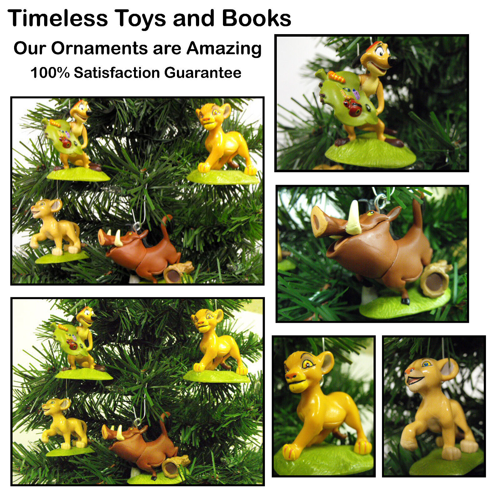 Disney Lion King 4 Piece Christmas Ornaments Set Simba, Nala, Timon, and Pumba