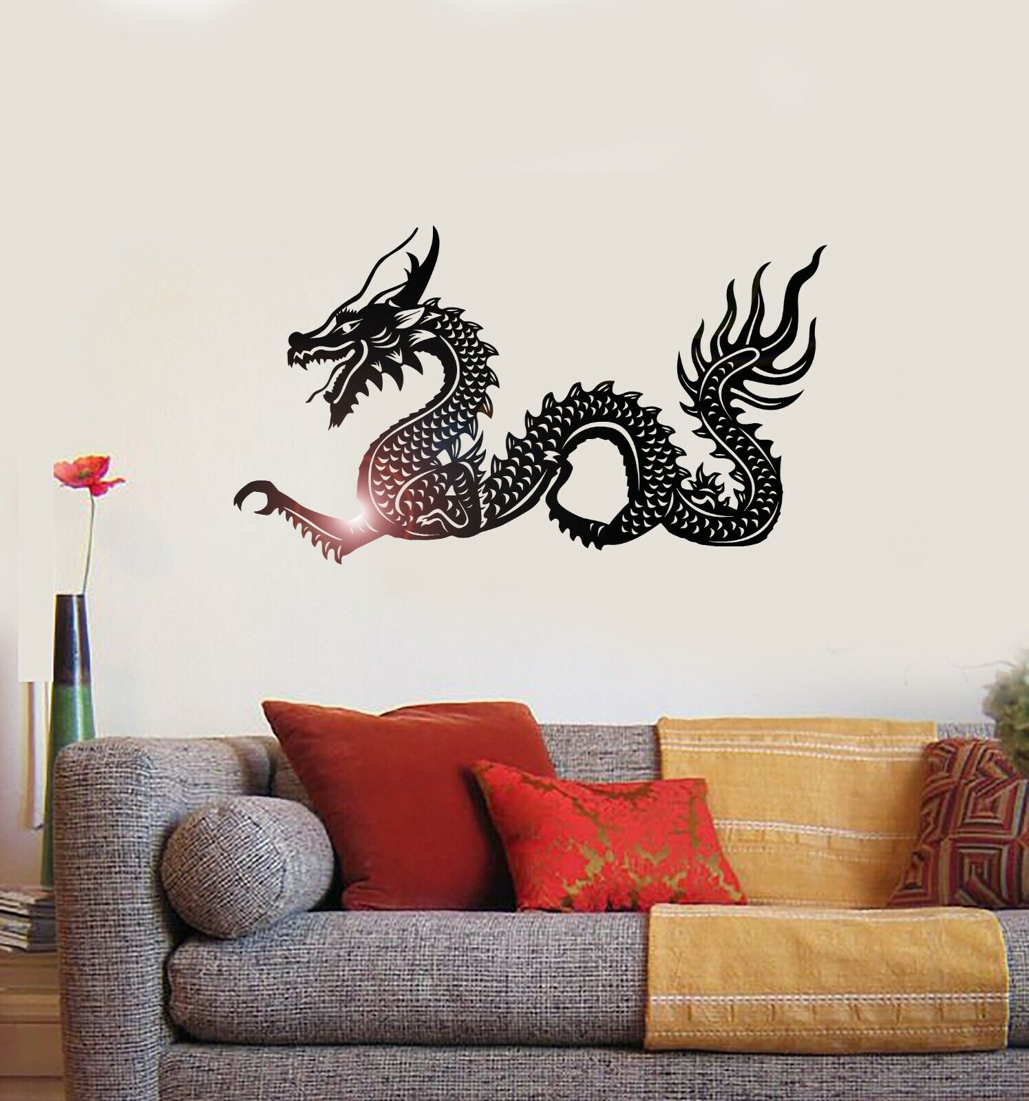 Vinyl Wall Decal Chinese Dragon Asian Decor Oriental Style Sticker (ig4257)