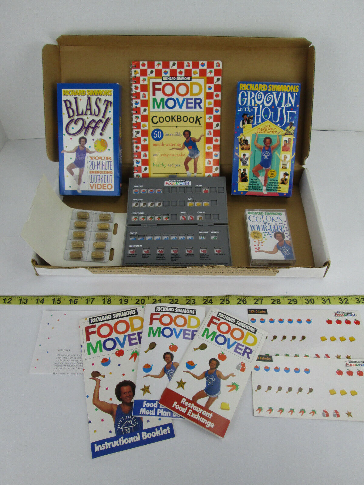 Richard Simmons Food Mover Weight Lose Kit Cookbook VHS Cassette Tapes Books