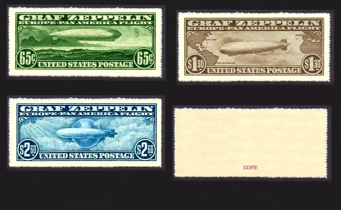 USA 1930 \'Graf Zeppelin\' Set of 3 (forgeries)