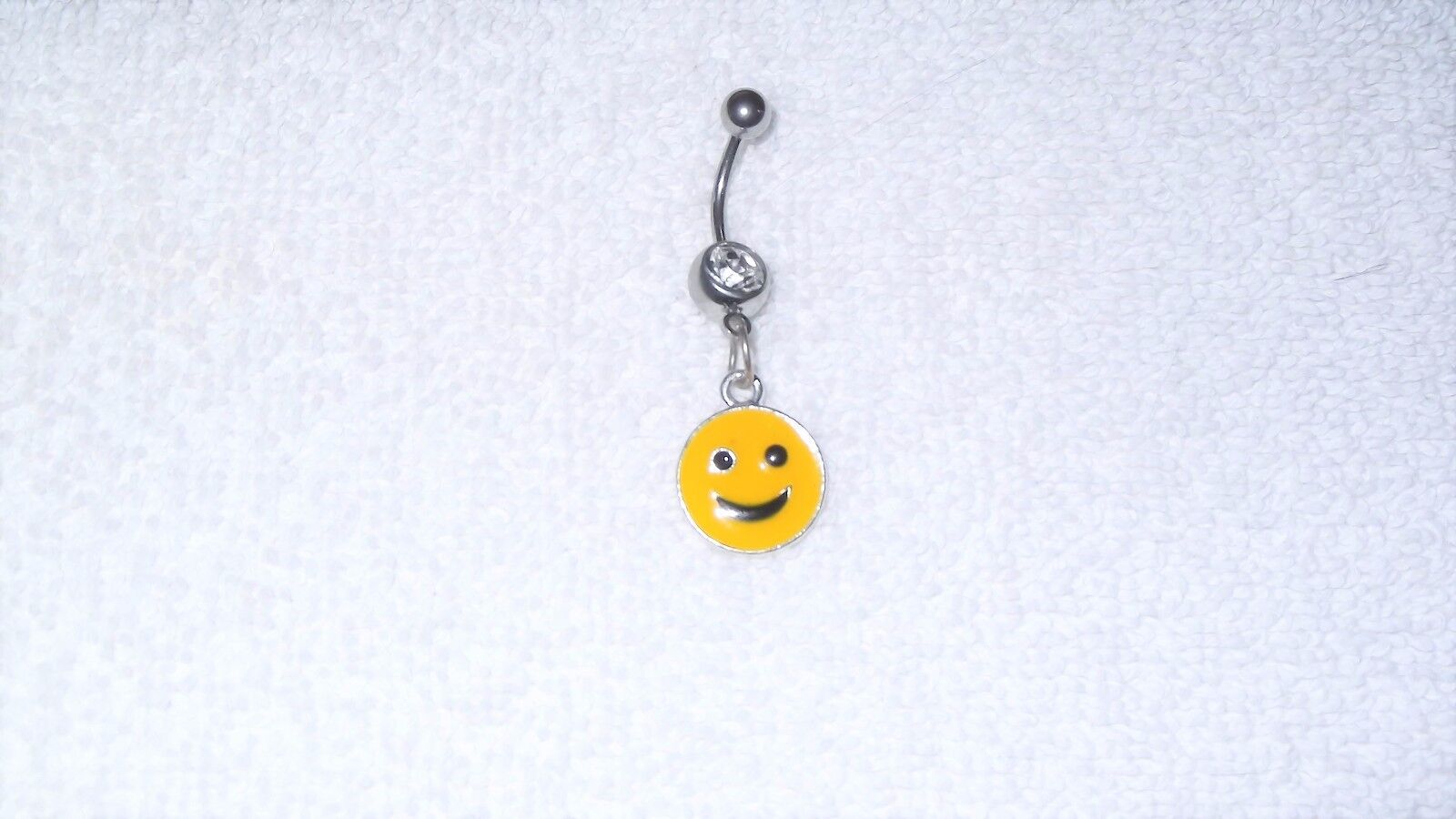 Yellow Smiley Face Happy Charm Design Belly Button Navel Ring Body Jewelry