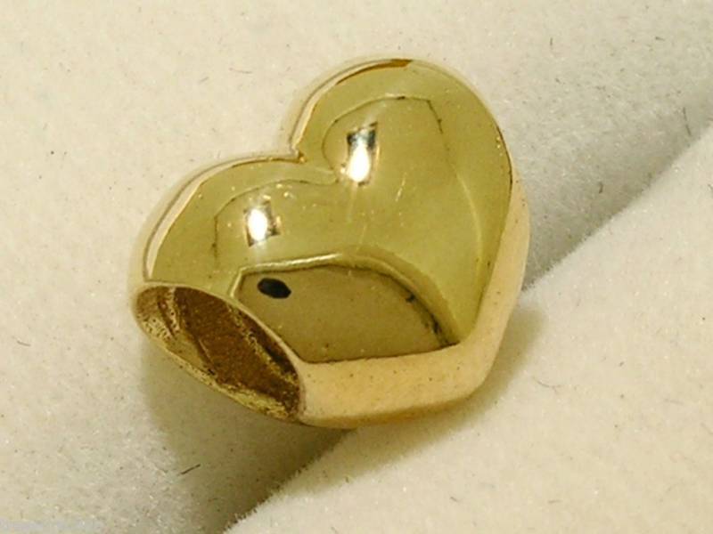 Bd012 Genuine 9K Solid Yellow Gold Heart Bead Charm LOVE essential piece