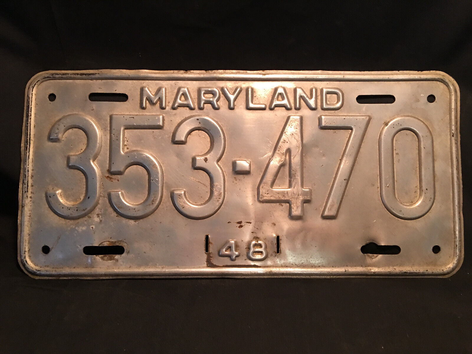 Old Vtg Antique Collectible 1948 (353-470) Maryland License Plate