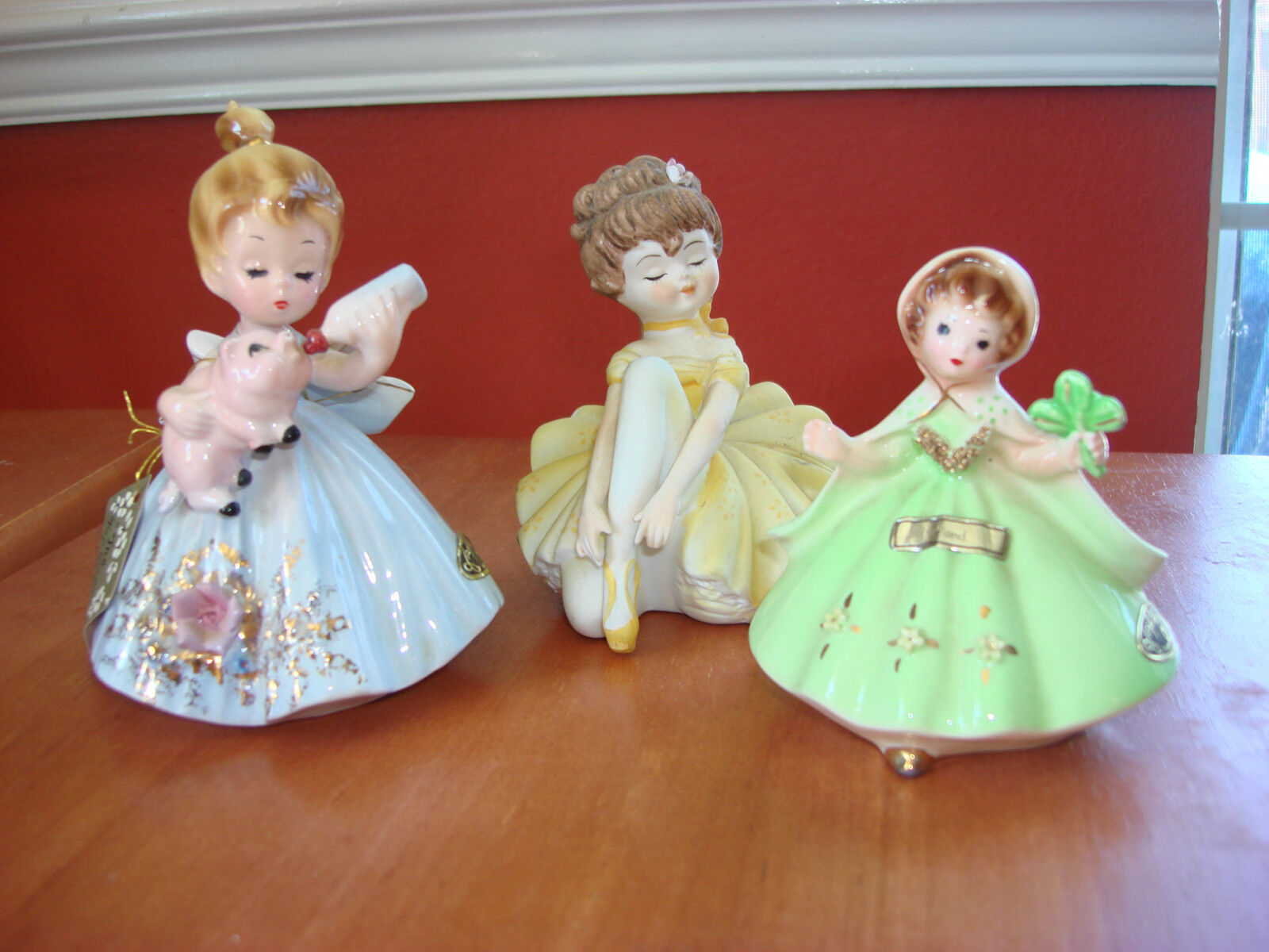 Vintage Estate Three Figurines: 2 Josef Originals Porcelain, 1 Lefton Ballerina