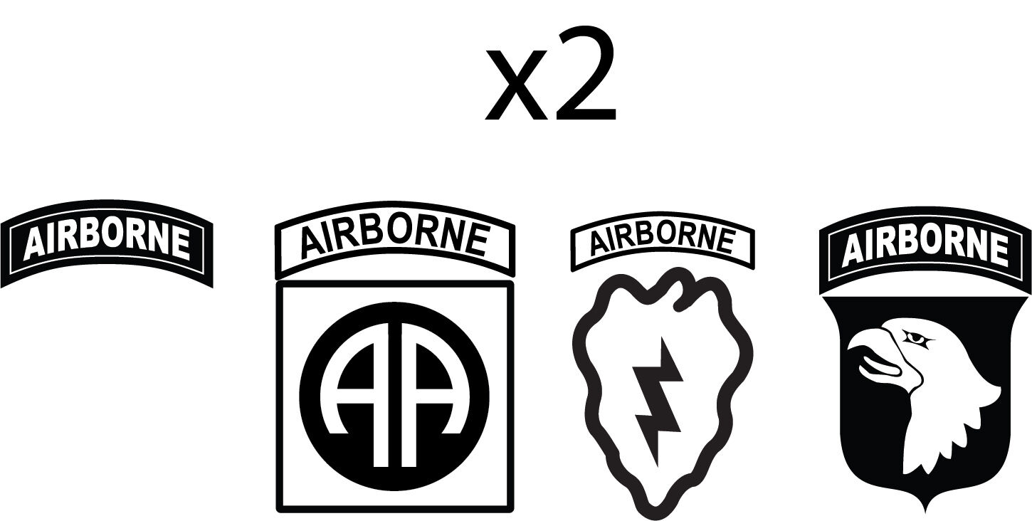 Set of 2 Airborne Tab Army Infantry 25th, 82nd, 101st Vinyl Decal Bumper Sticker