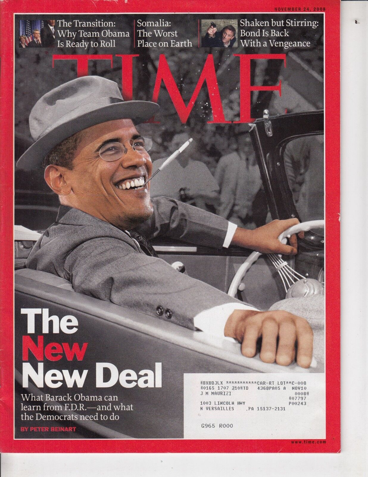 TIME MAGAZINE November 24, 2008 Barack Obama on Cover  /t3