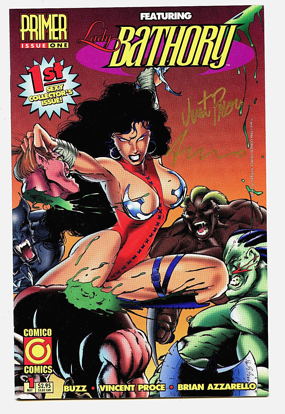 Lady Bathory Primer Issue #1 Signed ( 2 Signatures)  Comico Comics 1996 H7