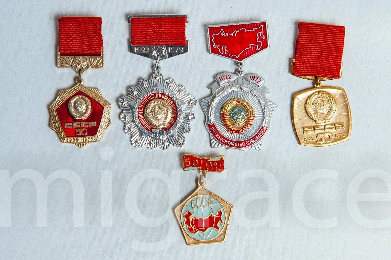 RUSSIAN SOVIET 5 badge 50 anniversary of USSR