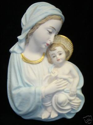 Holy Virgin Mary & Jesus Plate Plaque Catholic Statue Sculpture Made in Italy