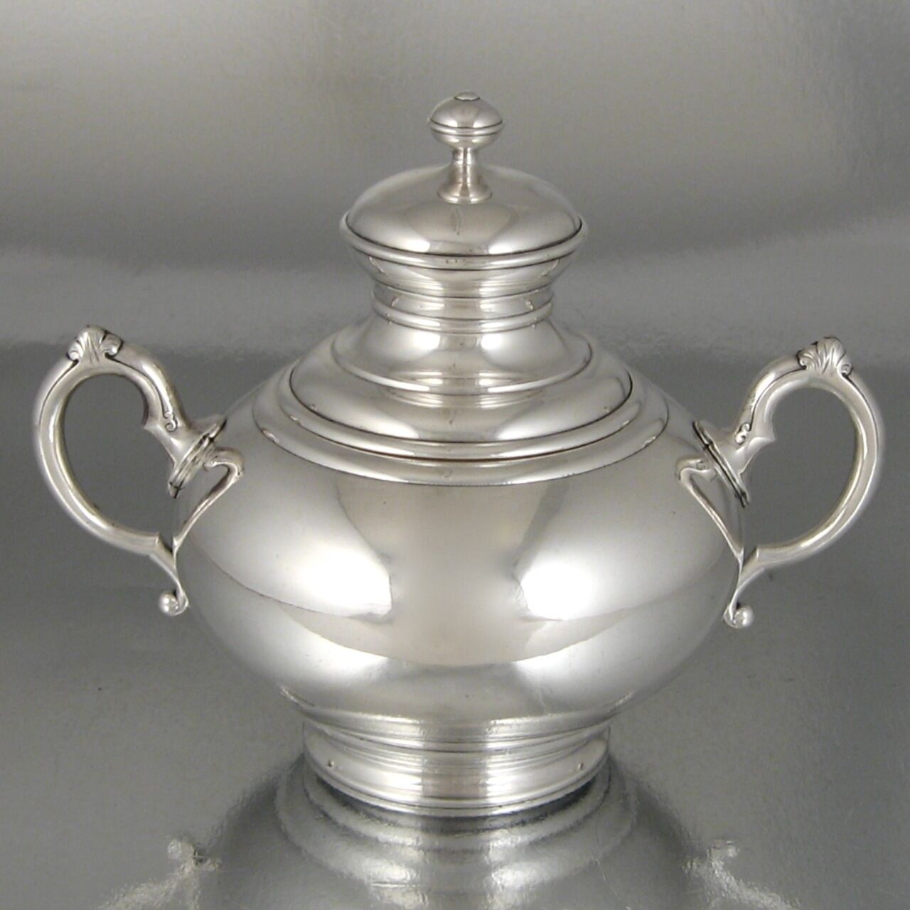Antique French Christofle Silver Plate Gold Washed Sugar Bowl, 19th c., Numbered