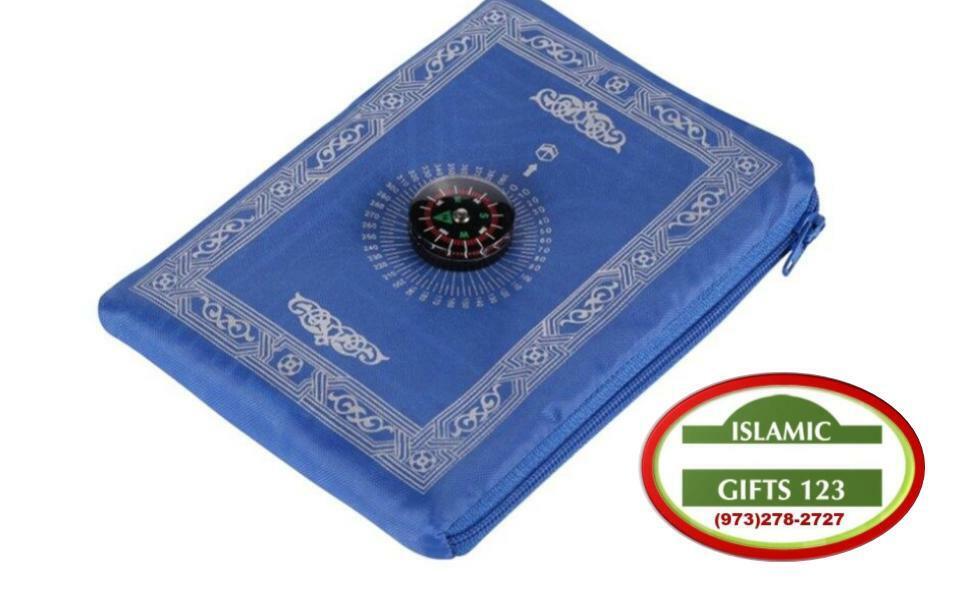 ✅BLUE 1 Portable Prayer Mat, Islamic Prayer Rug✅ Ramadan deco-Islamic Gifts 123✅