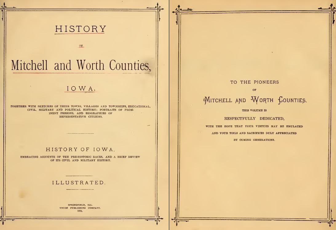 1884 MITCHELL & WORTH County Iowa IA, History and Genealogy Ancestry DVD B38