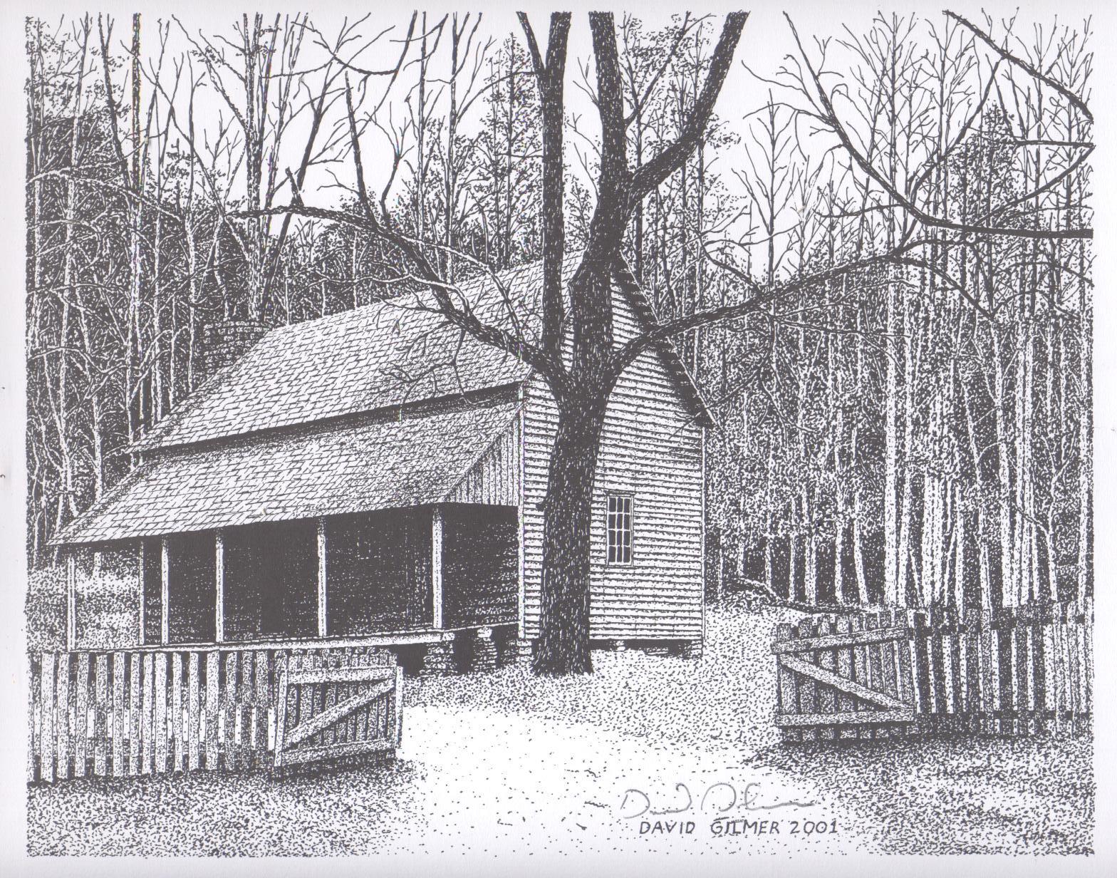 CADES COVE CABIN 1.GSMNP.LITHOGRAPH PRINT,8 X 10,LIMITED EDITION.FREE SHIPPING