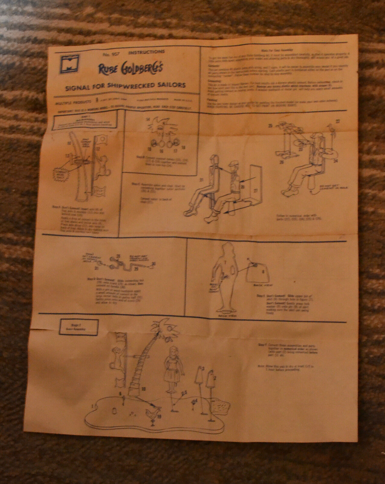 VTG 1965 Rube Goldberg\'s Signal Shipwrecked Sailors Instructions Sheet 957 N