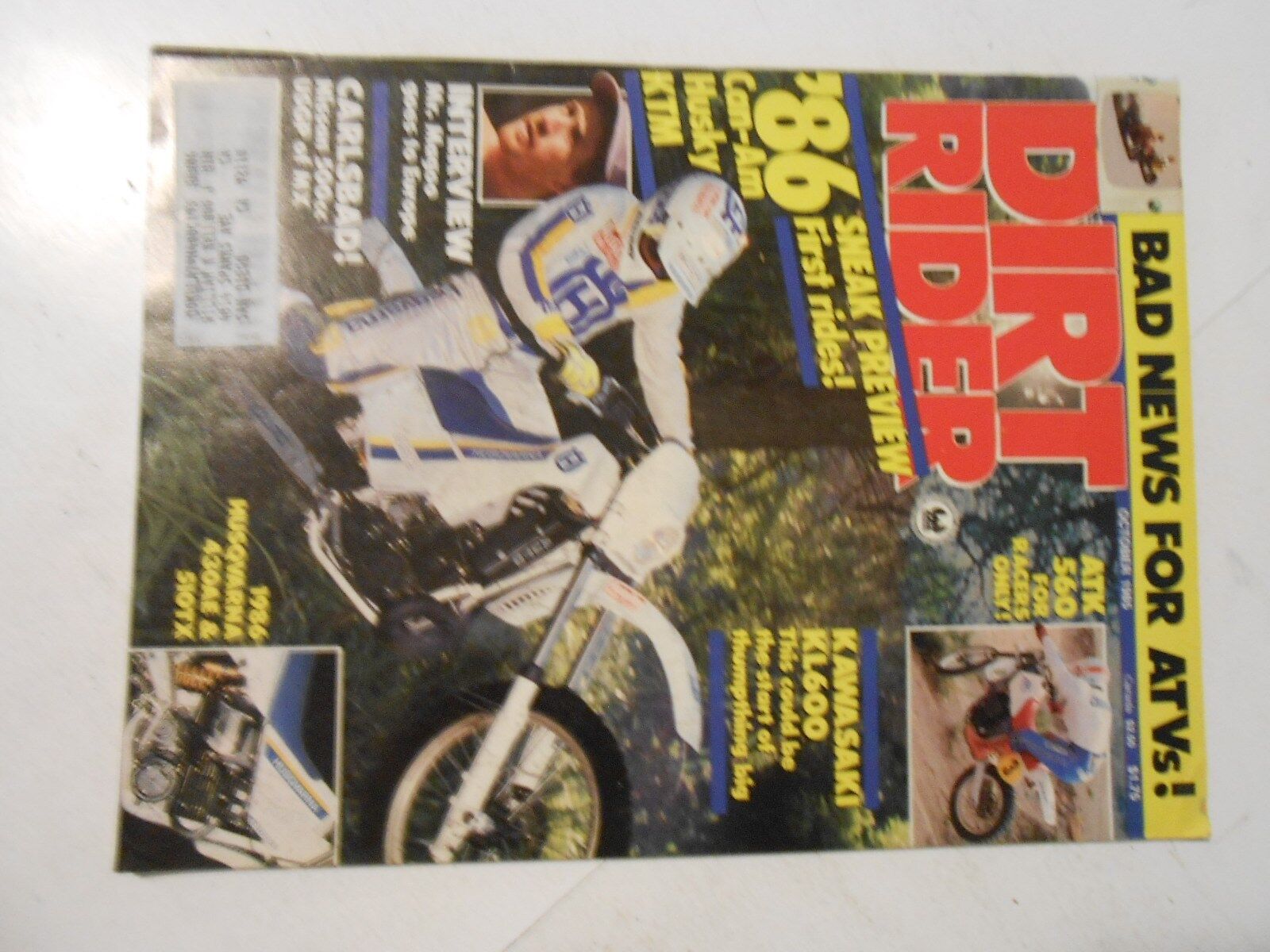 OCTOBER 1985 DIRT RIDER MAGAZINE,MR.MAGOO, CAN-AM,HUSKY,KTM FOR 1986,CARLSBAD
