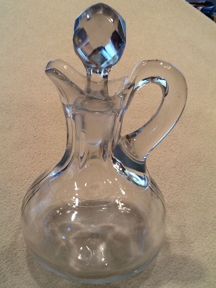 Early American Hand Blown Glass Cruet  6 in T Vintage