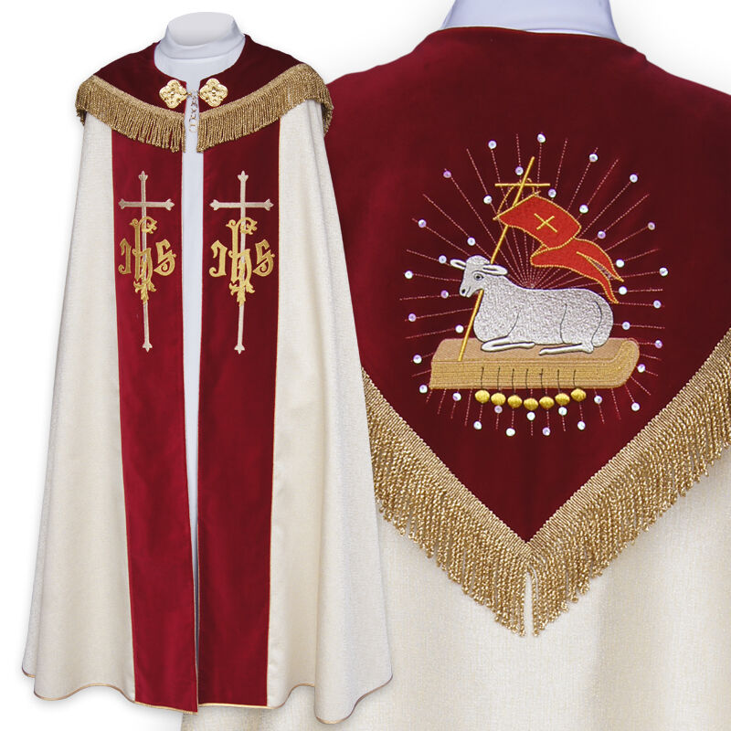 COPE Light Gold Gothic style cope, The Lamb of God, vestment, 