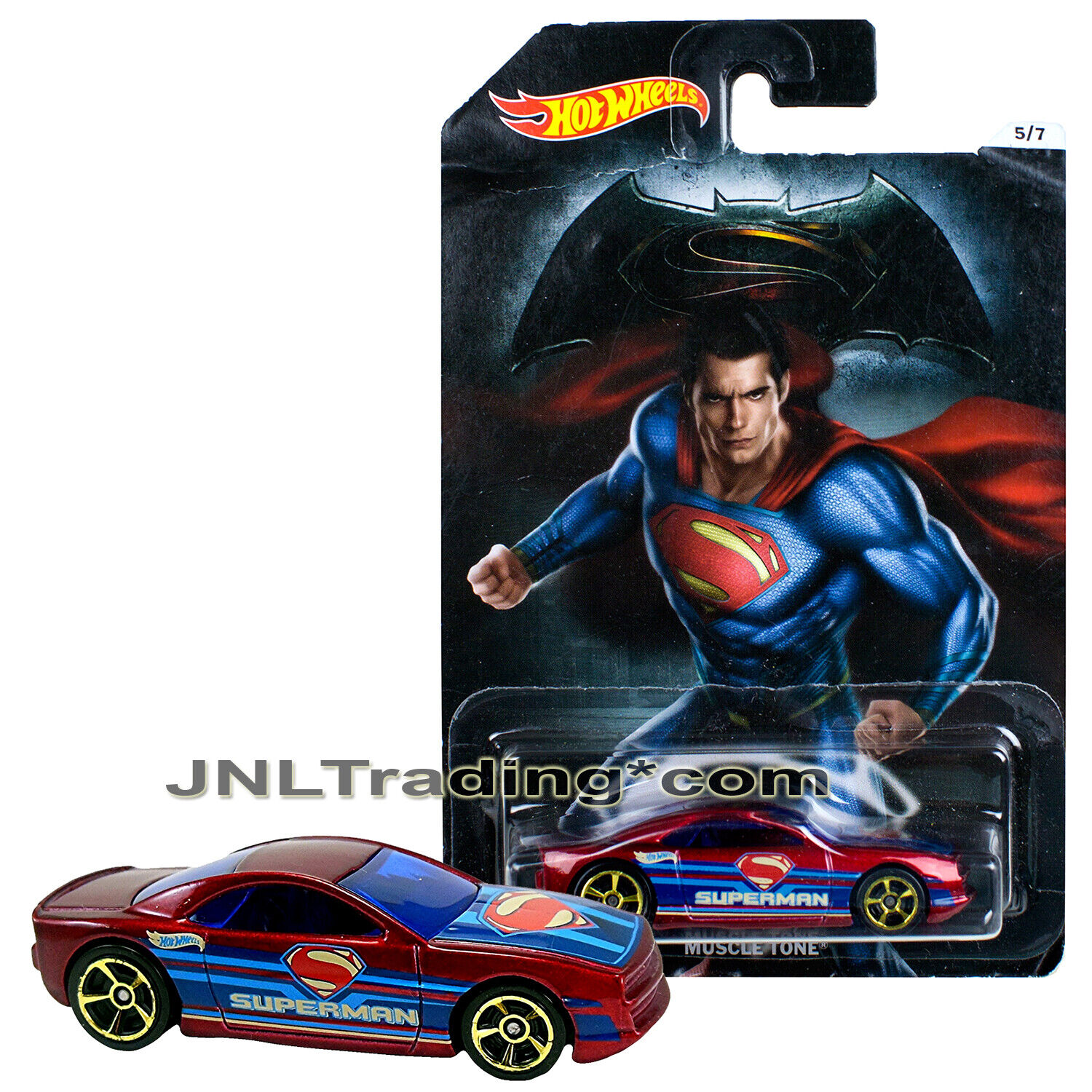 Year 2015 Hot Wheels Dawn of Justice 1:64 Die Cast Car 5/7 SUPERMAN MUSCLE TONE