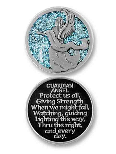 COMPANION COIN, GUARDIAN ANGEL, With Message, Prayer or Reading, 34mm Diameter, 