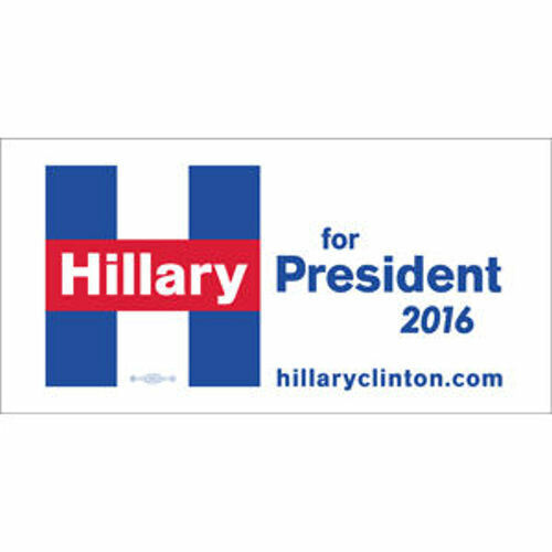 Hillary Clinton For President 2016 White Rectangle Bumper Sticker