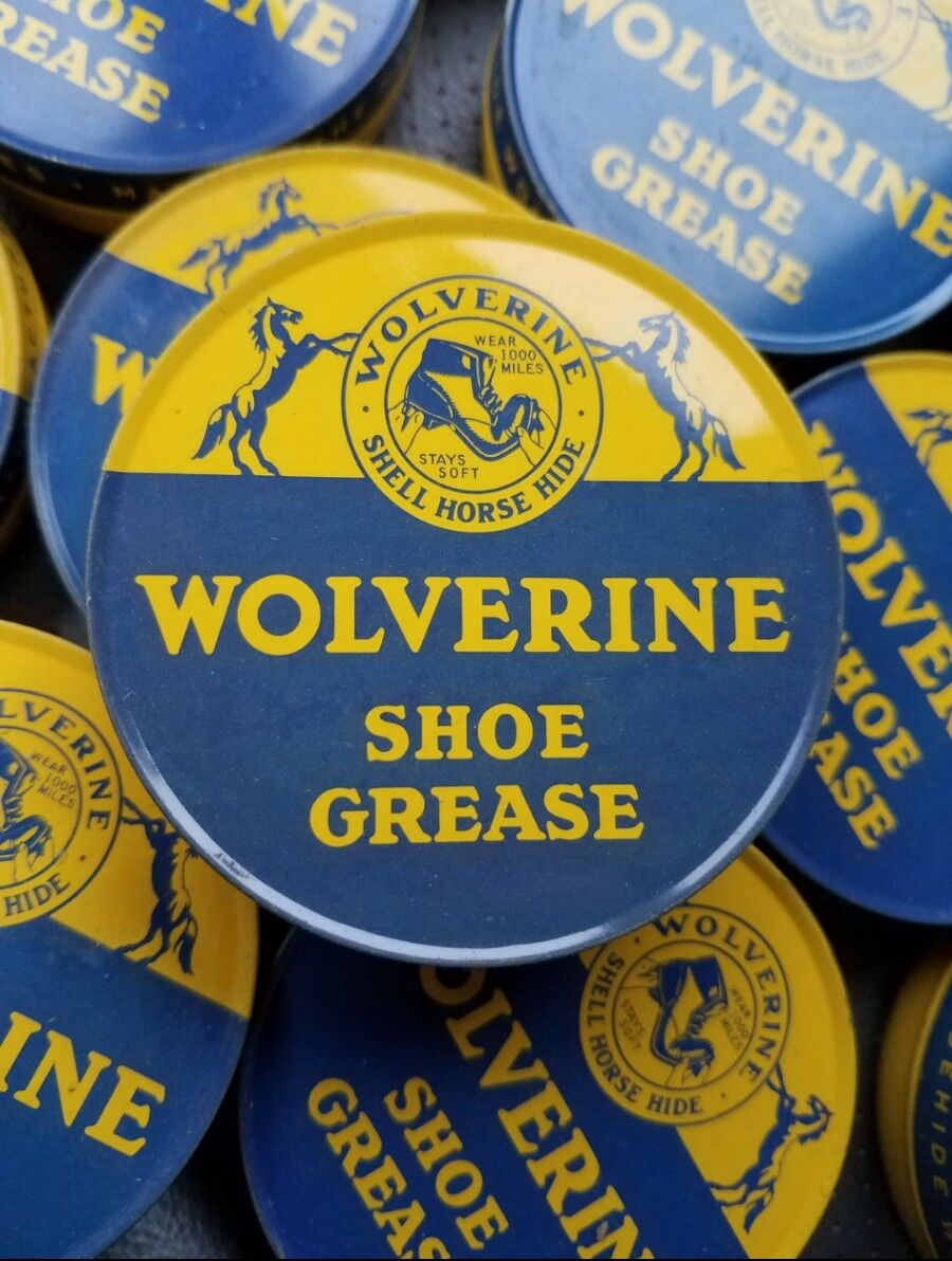 1940\'s/50\'s Unused Vintage WOLVERINE Shoe Grease TIN Shell Horse Hide 1000 Mile 